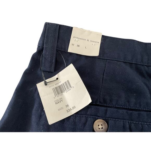 Preswick & Moore Men’s 36 Navy Blue Cargo Shorts Cotton Button Back Pockets New - Picture 10 of 12